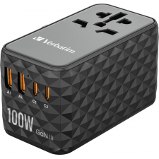 VERBATIM UTA06 GAN ADAPTER 100W 32121 - 2x USB-C + 2x USB-A travel adapter